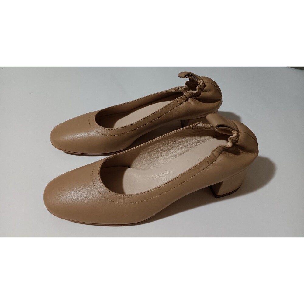 $178 Everlane The Day Heel Women Size 8 Blush Beige Leather Low Block Heel Pumps